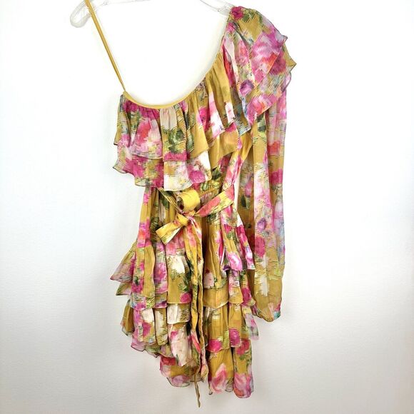 NWT ROCOCO SAND Avar Belted One Shoulder Dress in Ochre Women’s Size XS - Picture 5 of 16